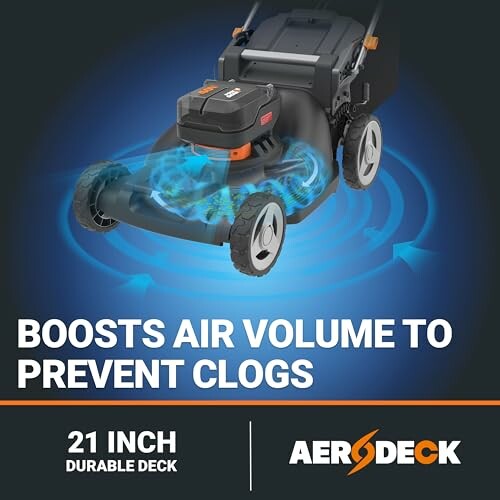 AeroDeck lawnmower with 21-inch durable deck