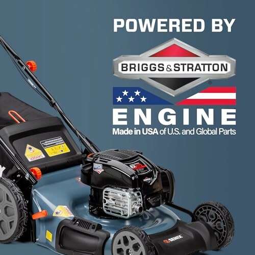 Lawnmower with Briggs & Stratton engine branding.