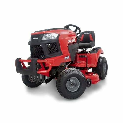 Red Craftsman riding lawn mower.