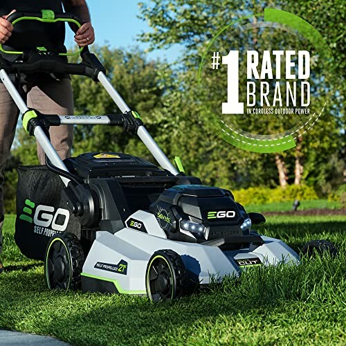 EGO cordless lawn mower in use on grass