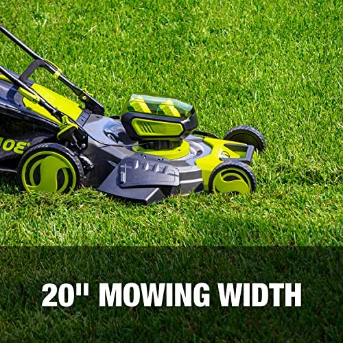 Lawn mower with 20 inch mowing width on grass